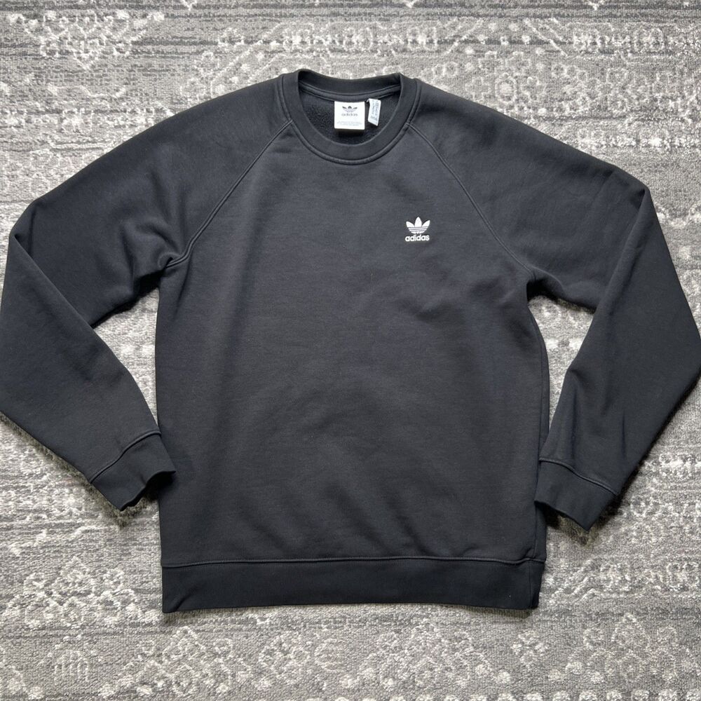 Adidas Originals Essential Crew Sweatshirt Mens Medium Black Casual Trefoil